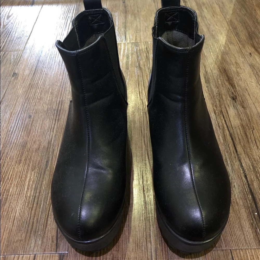 Black platform booties